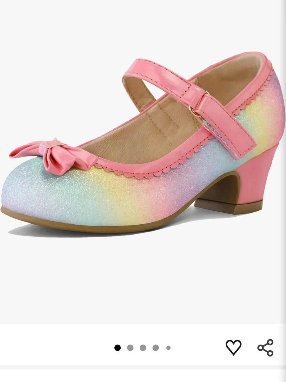 Girls' Pink Rainbow Glitter Mary Jane Heels